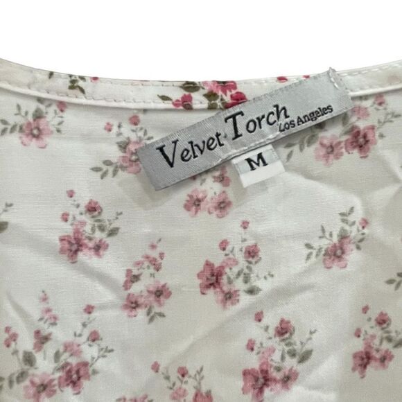 VELVET TORCH Women’s Dress Maxi Hi Low Cottage Core Boho Floral White Red M NWT - Picture 9 of 9